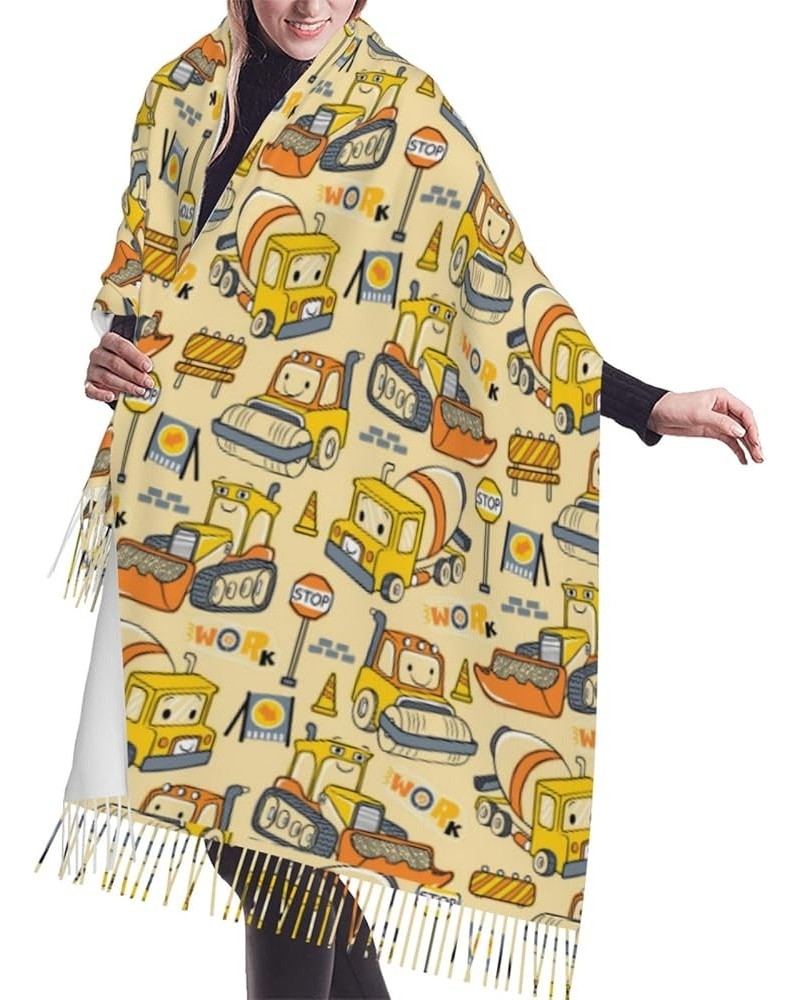 Truck Garbage Women'S Fringed Scarf, Cashmere Feel Shawl, Fashion Long Shawl, Large Scarf Truck Construction Vehicles $13.64 ...