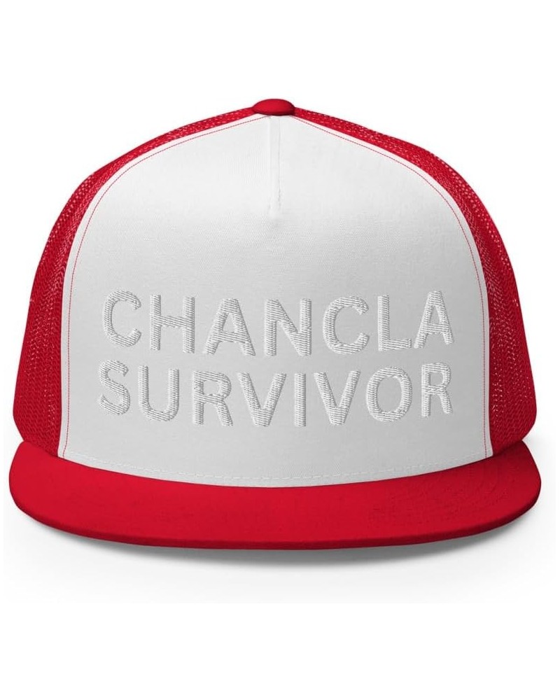 Chancla Survivor Hispanic Hat (Embroidered Trucker Cap) Red/ White/ Red $17.38 Baseball Caps