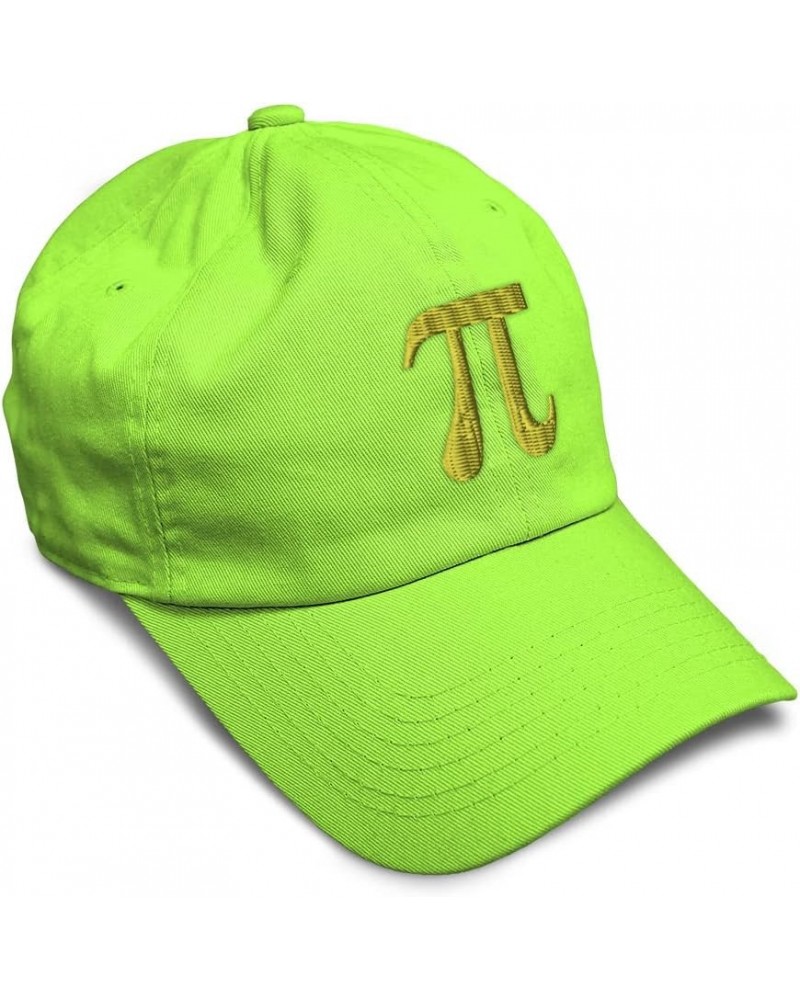 Custom Soft Baseball Cap Pi Symbol Embroidery Symbols 3.14 Pi Twill Cotton Pins Dad Hats for Men & Women Lime Design Only $13...