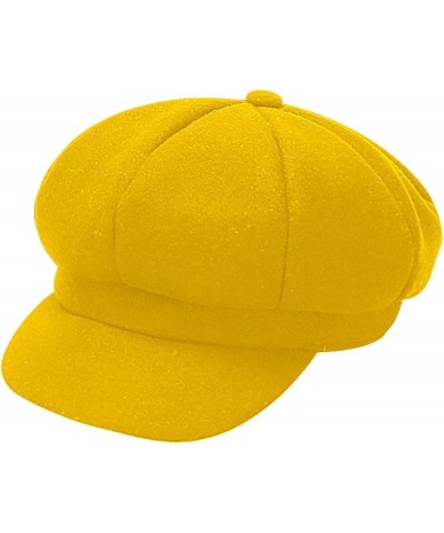 Women Fiddler Cap Newsboy Hat Visor Beret Cap Hat for Women Pageboy Visor Hat Gifts Birthday Easter Yellow $6.16 Newsboy Caps