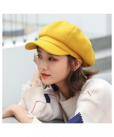 Women Fiddler Cap Newsboy Hat Visor Beret Cap Hat for Women Pageboy Visor Hat Gifts Birthday Easter Yellow $6.16 Newsboy Caps