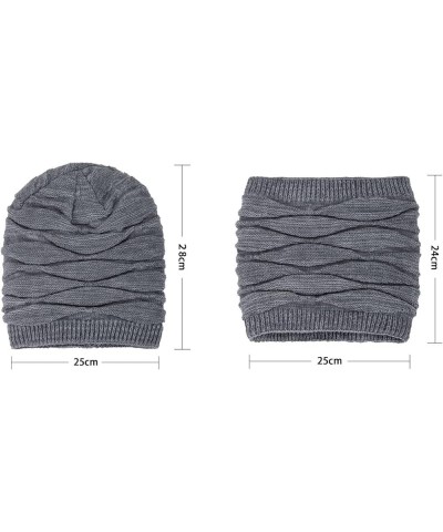 Hat Neutral Women Men Autumn and Winter Solid Color Wool Hat Thickened Warm Ear Cold Knitted Hat Scarf Two Hat Navy $12.34 Sk...