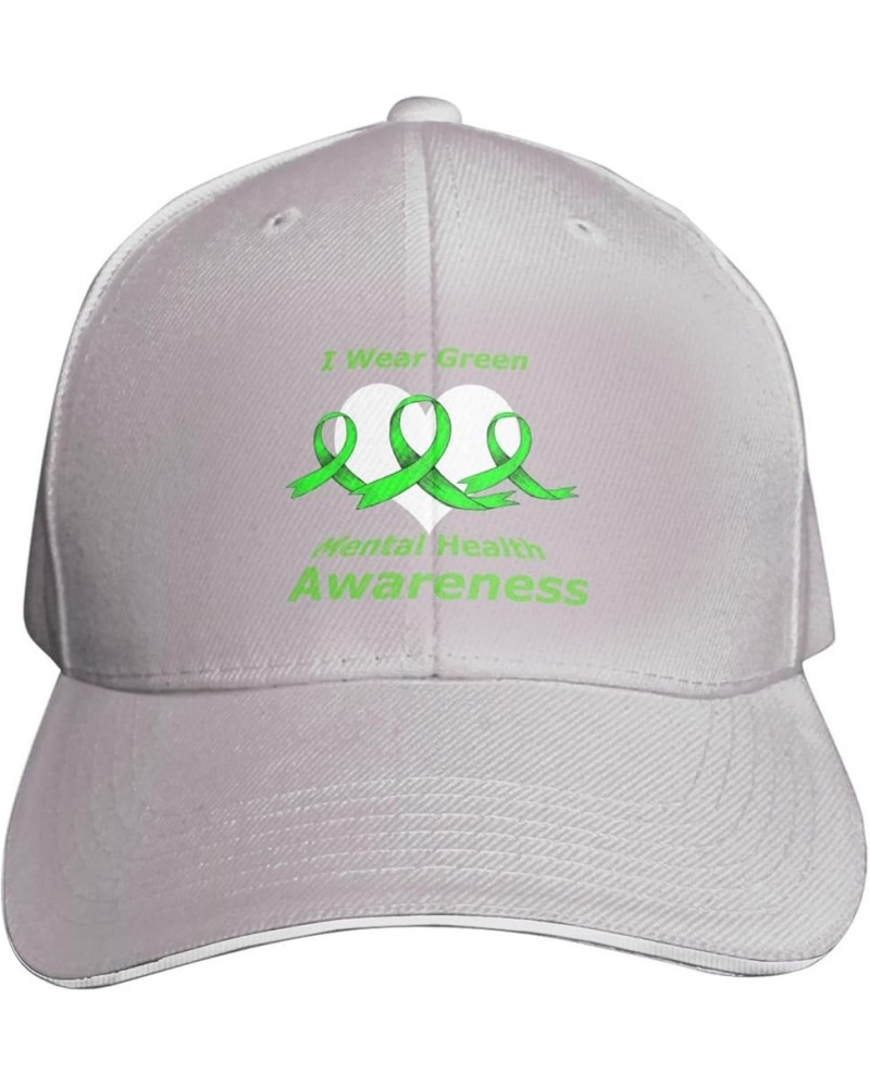 in May We Wear Green Mental Health Awareness Month Baseball Cap Hats Adjustable Magic Buckle Dad Hats Running Workouts Hats G...