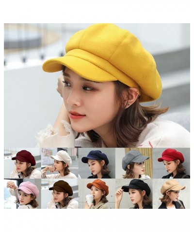 Women Fiddler Cap Newsboy Hat Visor Beret Cap Hat for Women Pageboy Visor Hat Gifts Birthday Easter Yellow $6.16 Newsboy Caps