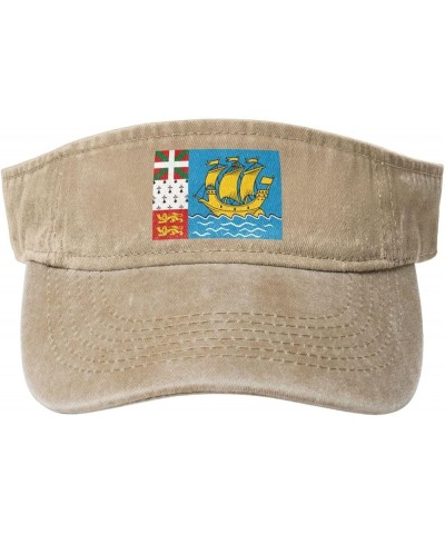 Flag of Saint-Pierre and Miquelon Sun Visor Hats for Women Men Adjustable Sports Sun Hats Cotton Golf Cap Natural $12.63 Sun ...