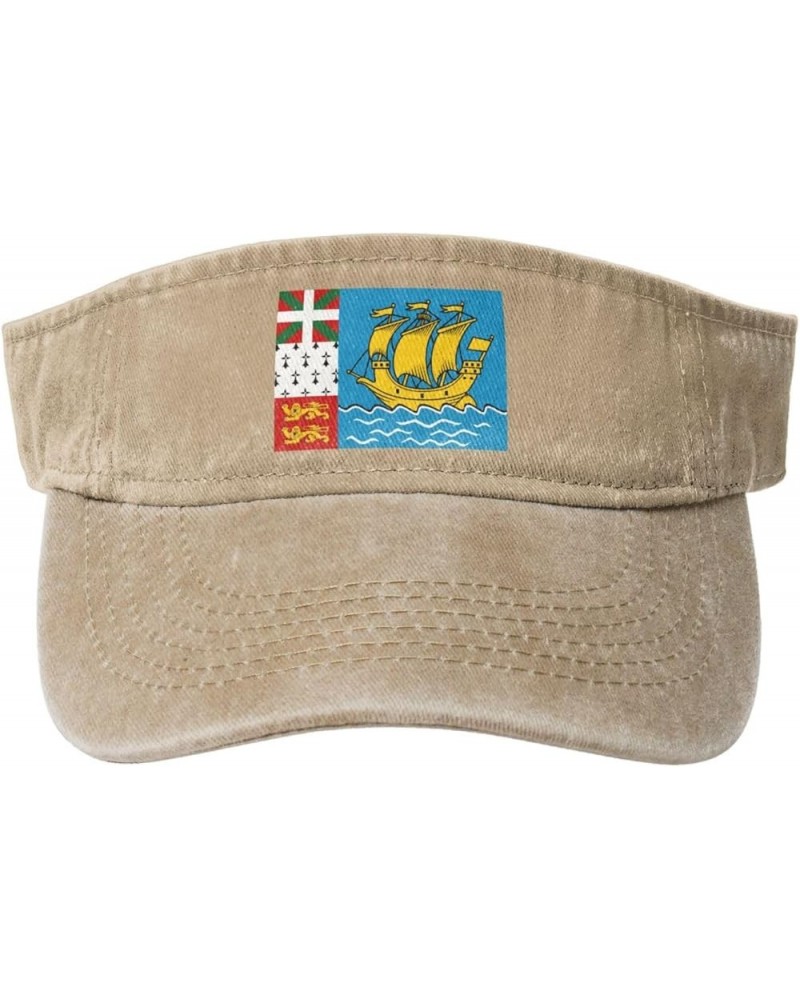 Flag of Saint-Pierre and Miquelon Sun Visor Hats for Women Men Adjustable Sports Sun Hats Cotton Golf Cap Natural $12.63 Sun ...