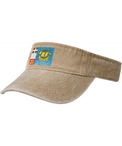 Flag of Saint-Pierre and Miquelon Sun Visor Hats for Women Men Adjustable Sports Sun Hats Cotton Golf Cap Natural $12.63 Sun ...