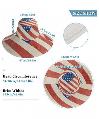 Women's Foldable Floppy Travel Beach Sun Visor Hat Grunge Usa Flag Wide Brim Visor Waterproof(228ut9c) $12.23 Sun Hats