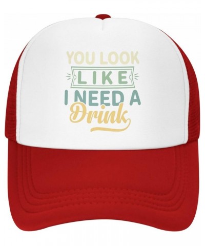 Womens Baseball Hats Drinking Party Mesh Baseball Caps Men Hiking Hats You Looks Like I Need A Drink Cap Red $10.48 Baseball ...