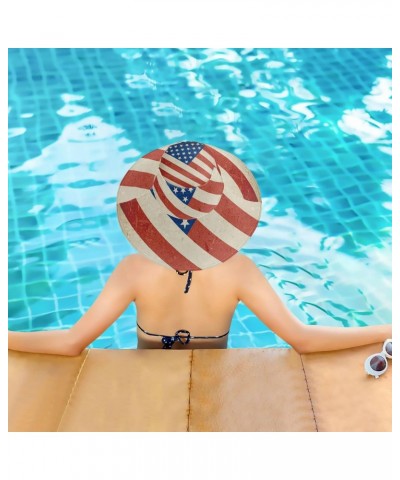 Women's Foldable Floppy Travel Beach Sun Visor Hat Grunge Usa Flag Wide Brim Visor Waterproof(228ut9c) $12.23 Sun Hats