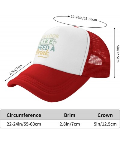 Womens Baseball Hats Drinking Party Mesh Baseball Caps Men Hiking Hats You Looks Like I Need A Drink Cap Red $10.48 Baseball ...