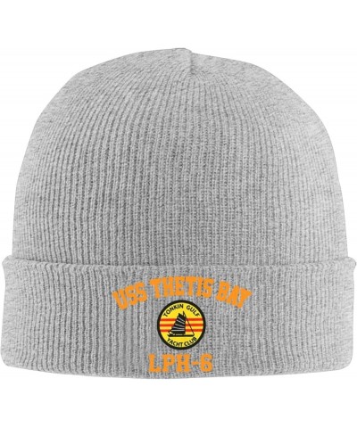 USS Thetis Bay Lph-6 Unisex Beanie Cap Winter Skull Cap Knitted Hat Slouchy Knit Hat Knitted Pullover Cap Gray $14.31 Skullie...