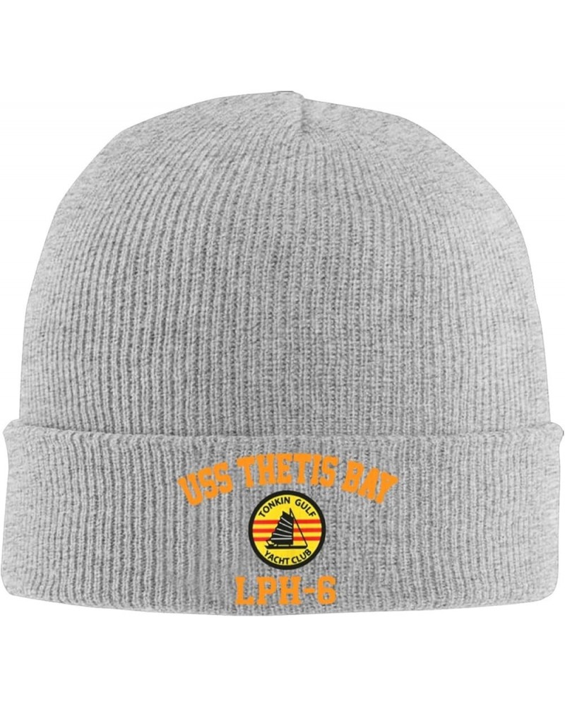 USS Thetis Bay Lph-6 Unisex Beanie Cap Winter Skull Cap Knitted Hat Slouchy Knit Hat Knitted Pullover Cap Gray $14.31 Skullie...