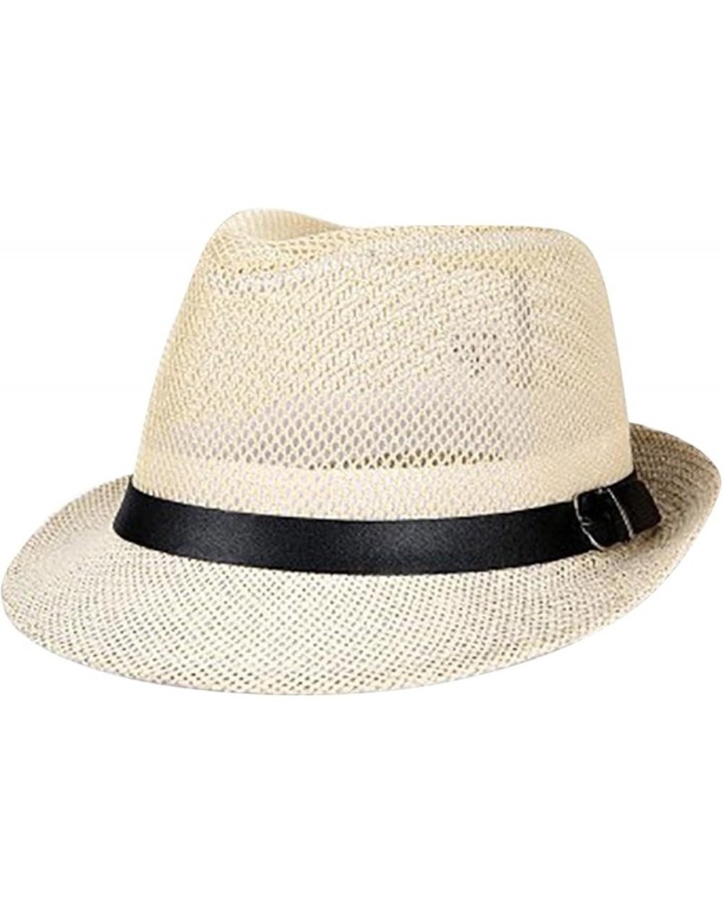 Adult Solid Color Cowboy Hat Wide Brim Travel Summer Western Sun Hat Fashion Bands for Men Women L3-beige $7.55 Baseball Caps