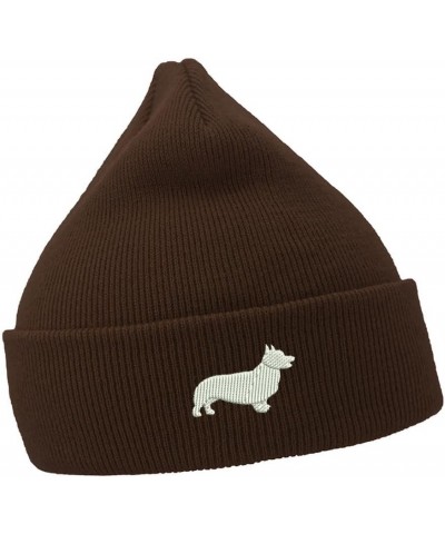 Mens Beanie Hats Corgi Dog Embroidered Casual Knit Hats for Women Winter Coffee Acrylic $9.93 Skullies & Beanies