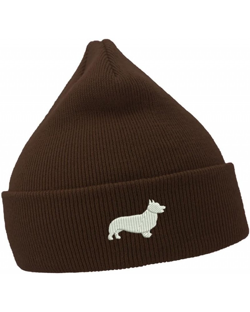 Mens Beanie Hats Corgi Dog Embroidered Casual Knit Hats for Women Winter Coffee Acrylic $9.93 Skullies & Beanies