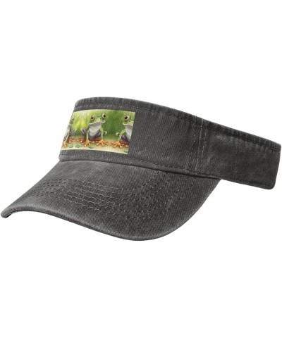 Cartoon Frog Adult Sunscreen Visor Hats Womens Men Wide Brim Beach Sun Visor Hat Open Top Design Deep Heather $12.85 Visors