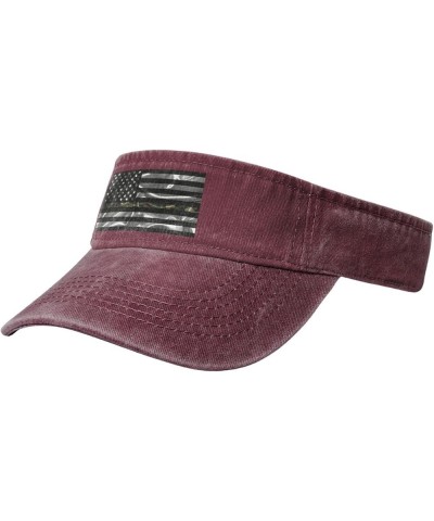 Silk Style United States Thin Camo Line Flag Sun Visor Hats for Women Men Adjustable Cotton Sun Hat Golf Cap Red $12.18 Visors