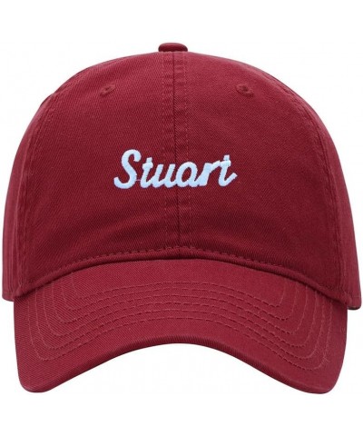 Baseball Cap Men Name Stuart Gift Embroidered Washed Cotton Dad Hat Baseball Caps Red $15.21 Baseball Caps