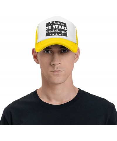 It Took Me 75 Years to Look This Good Gifts Trucker Hat Women Mesh Baseball Cap Men Dad Hat Snapback Hat Black Yellow $10.43 ...