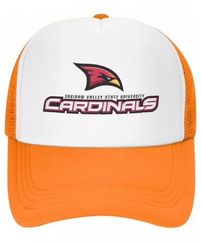 Saginaw Valley State University Logo Trucker Hats for Both Men and Women - Mesh Baseball Snapback Hats Orange $8.40 Baseball ...