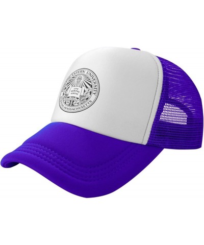 Northeastern University Trucker Hats for Both Men and Women - Mesh Baseball Snapback Hats Purple $11.12 Baseball Caps