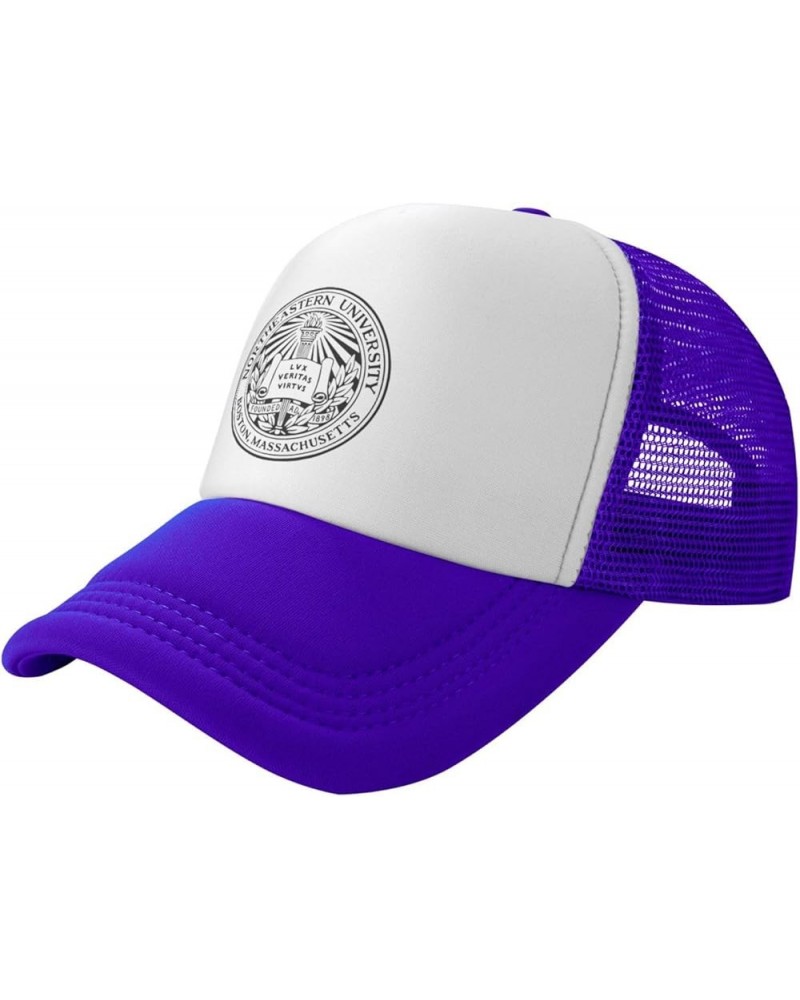 Northeastern University Trucker Hats for Both Men and Women - Mesh Baseball Snapback Hats Purple $11.12 Baseball Caps