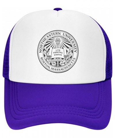 Northeastern University Trucker Hats for Both Men and Women - Mesh Baseball Snapback Hats Purple $11.12 Baseball Caps