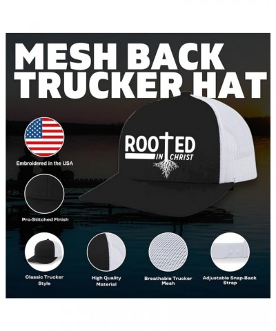 Men's Christian Faith Cross Nails Embroidered Mesh Back Trucker Hat Charcoal/Neon Blue $18.19 Baseball Caps