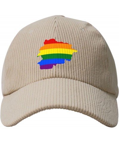 LGBT Flag Map of Andorra Corduroy Baseball Caps for Women Men Adjustable Dad Hat Beige $13.67 Baseball Caps