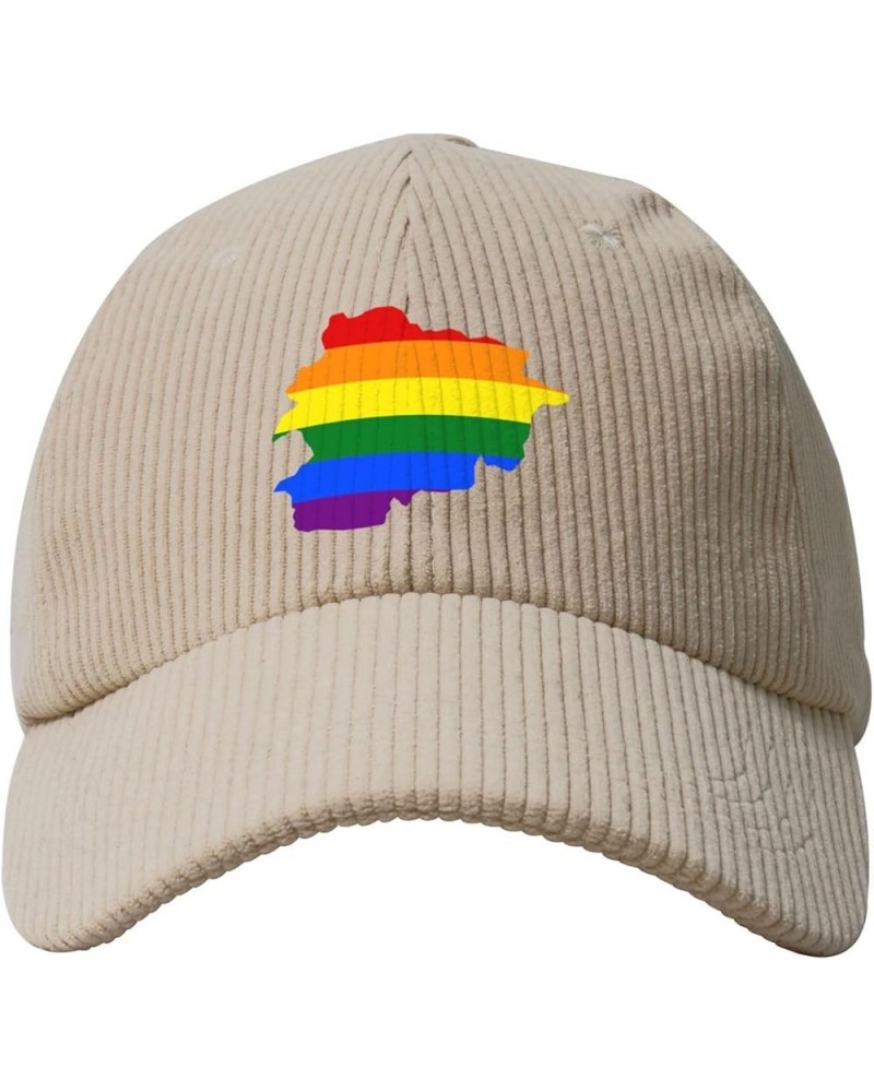 LGBT Flag Map of Andorra Corduroy Baseball Caps for Women Men Adjustable Dad Hat Beige $13.67 Baseball Caps