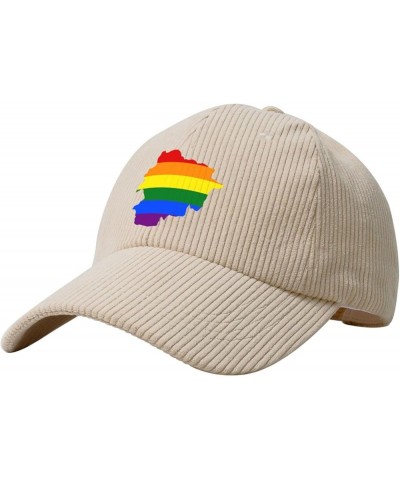 LGBT Flag Map of Andorra Corduroy Baseball Caps for Women Men Adjustable Dad Hat Beige $13.67 Baseball Caps