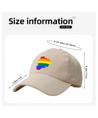 LGBT Flag Map of Andorra Corduroy Baseball Caps for Women Men Adjustable Dad Hat Beige $13.67 Baseball Caps