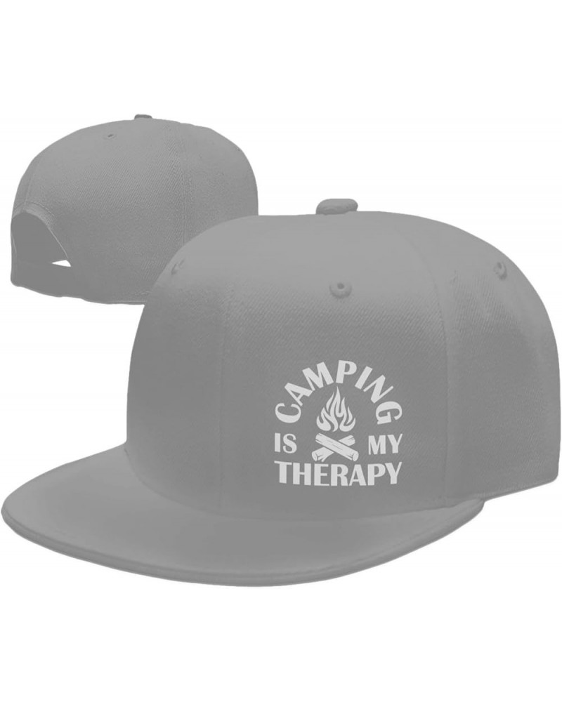 Camping is My Therapy Hat Flat Bill Baseball Cap Hip Hop Style Flat Visor Hats Adjustable Cool Black Cap Unisex Gray $10.73 B...