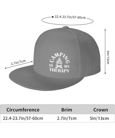 Camping is My Therapy Hat Flat Bill Baseball Cap Hip Hop Style Flat Visor Hats Adjustable Cool Black Cap Unisex Gray $10.73 B...