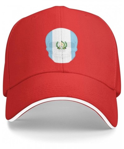 Vintage Skull Guatemala Flag Baseball Cap Classic Retro Snapback Dad Trucker Flat Bill Brim Hat Red $11.96 Baseball Caps