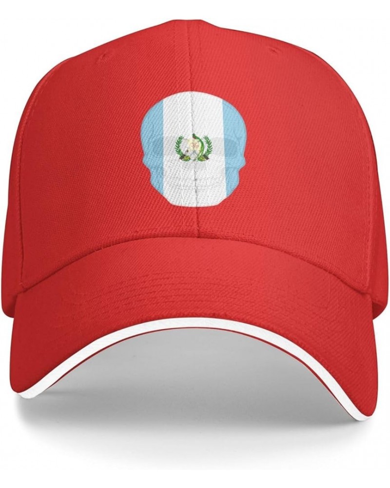 Vintage Skull Guatemala Flag Baseball Cap Classic Retro Snapback Dad Trucker Flat Bill Brim Hat Red $11.96 Baseball Caps