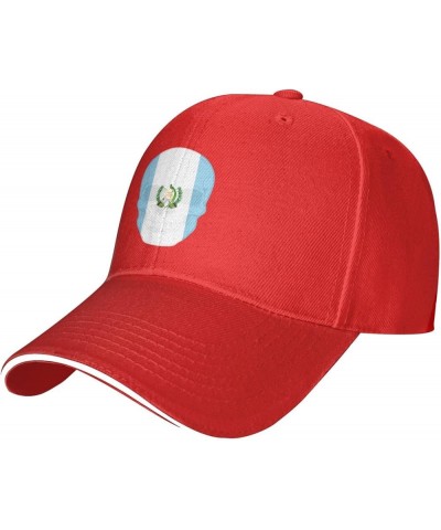 Vintage Skull Guatemala Flag Baseball Cap Classic Retro Snapback Dad Trucker Flat Bill Brim Hat Red $11.96 Baseball Caps