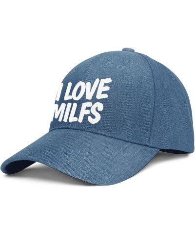 I Love Milfs Denim Trucker Caps for Men Women - Classic Running Caps Adjustable Snapback Caps Blue-7 $9.99 Cowboy Hats