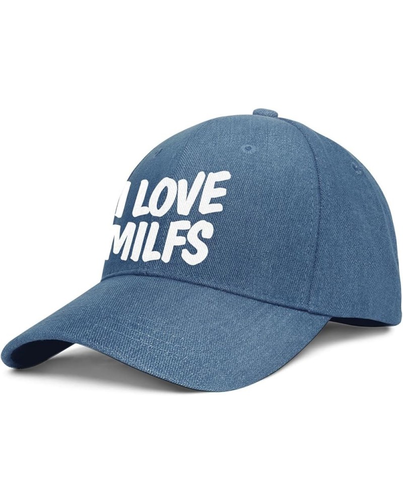 I Love Milfs Denim Trucker Caps for Men Women - Classic Running Caps Adjustable Snapback Caps Blue-7 $9.99 Cowboy Hats