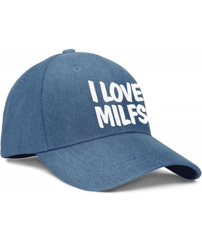 I Love Milfs Denim Trucker Caps for Men Women - Classic Running Caps Adjustable Snapback Caps Blue-7 $9.99 Cowboy Hats