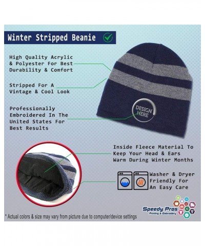 Custom Striped Beanie for Men & Women Metalmark Butterfly Acrylic Fleece Skull Cap Hats 1 Size Navy Personalized Text Here $1...