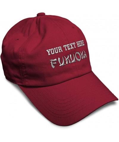 Soft Baseball Cap Fukuoka Japan Embroidery State Map Names Mainland Cotton Dad Hats for Men & Women Burgundy Personalized Tex...