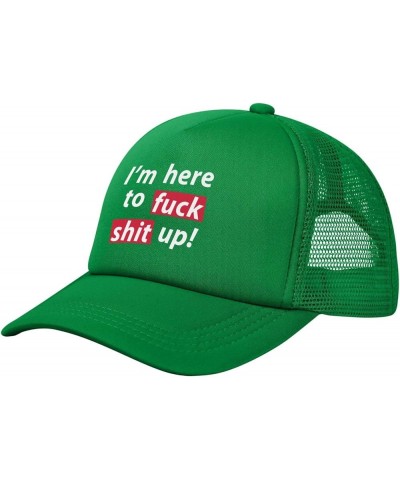 I'm Here to Fuck Shit Up Adjustable Trucker Hat Vintage Baseball Cap for Men Women Green $11.26 Baseball Caps