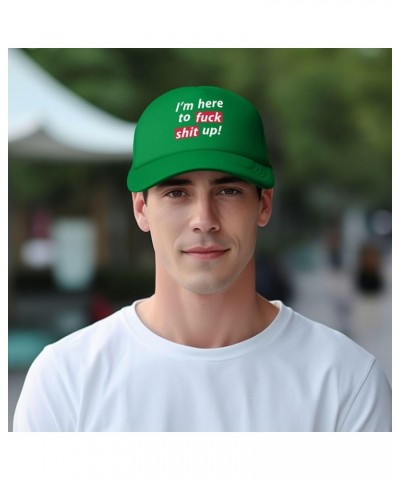 I'm Here to Fuck Shit Up Adjustable Trucker Hat Vintage Baseball Cap for Men Women Green $11.26 Baseball Caps