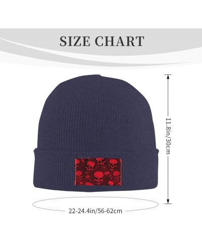 Red Skulls Print Skullies Beanies Thin Bonnet Cap Autumn Winter Casual Hat Outdoor Ski Knit Cap Navy Blue $9.63 Skullies & Be...