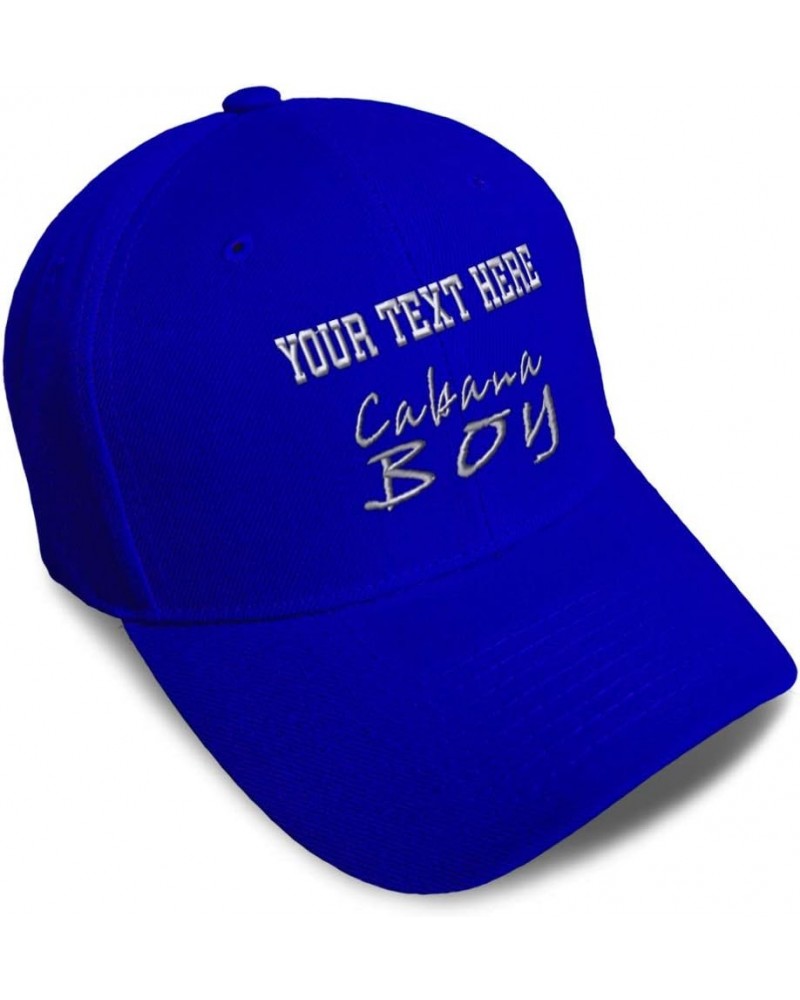 Custom Baseball Cap Cabana Boy Silver Embroidery Dad Hats for Men & Women Royal Blue Personalized Text Here $14.84 Baseball Caps