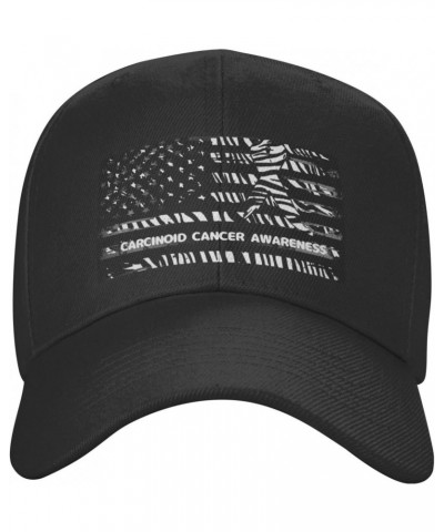 Carcinoid Cancer Awareness USA American Flag Ribbon Hat Adult Adjustable Classic Casquette hat Baseball Cap Black $12.52 Rain...