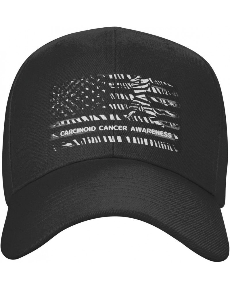 Carcinoid Cancer Awareness USA American Flag Ribbon Hat Adult Adjustable Classic Casquette hat Baseball Cap Black $12.52 Rain...