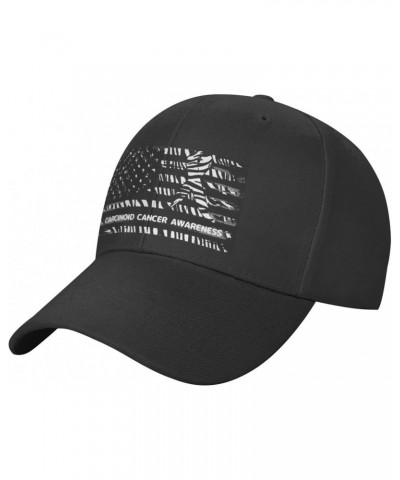 Carcinoid Cancer Awareness USA American Flag Ribbon Hat Adult Adjustable Classic Casquette hat Baseball Cap Black $12.52 Rain...